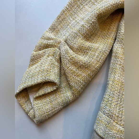 Zara tweed mixed pattern yellow blazer - Picture 2 of 12